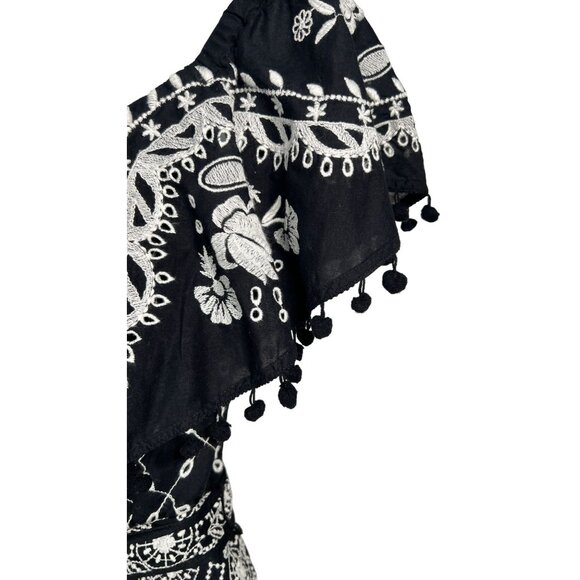 by Anthropologie Marisol Off-Shoulder Embroidered Midi Dress Black Fit & Flare 6 - Picture 13 of 16